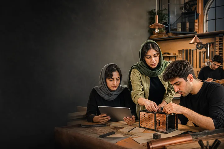 هنرجویان ایرانی در کارگاه طراحی و ساخت محصول